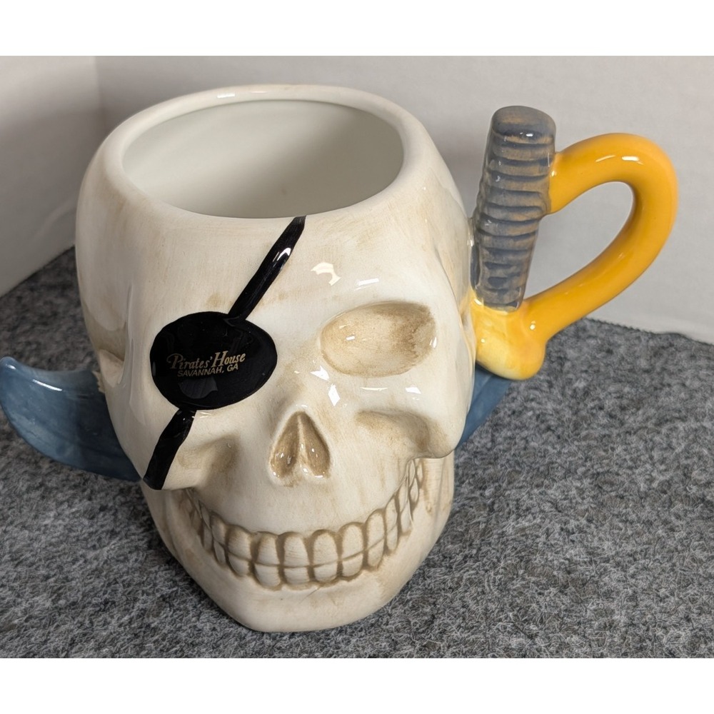 Pirates House Savannah GA Agiftcorp Ceramic Skull "Pirate Stein" 3-D Mug  EUC